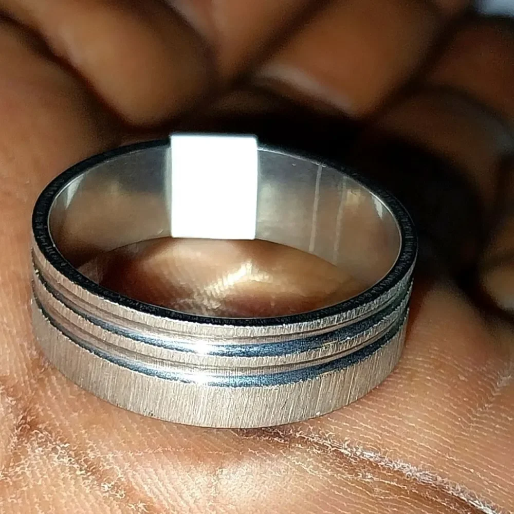 Stainless steel wide band hypoallergenic nickel free Men's ring sz 11